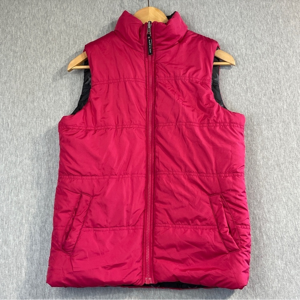 Alpine Tek Quilted Puffer Vest Women's Small Red Black Stars Reversible